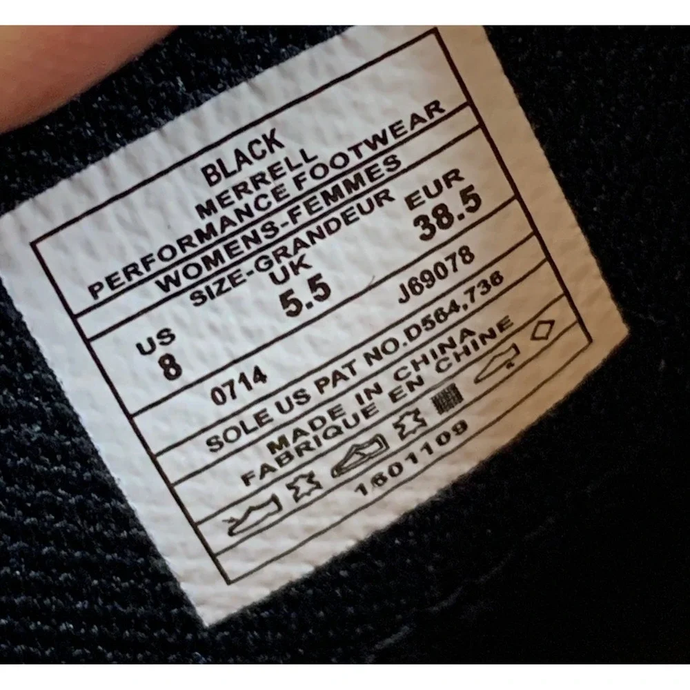 Merrell Women's Black Leather Slip On Buckle Flats Shoes 8 Trail Casual Shoes